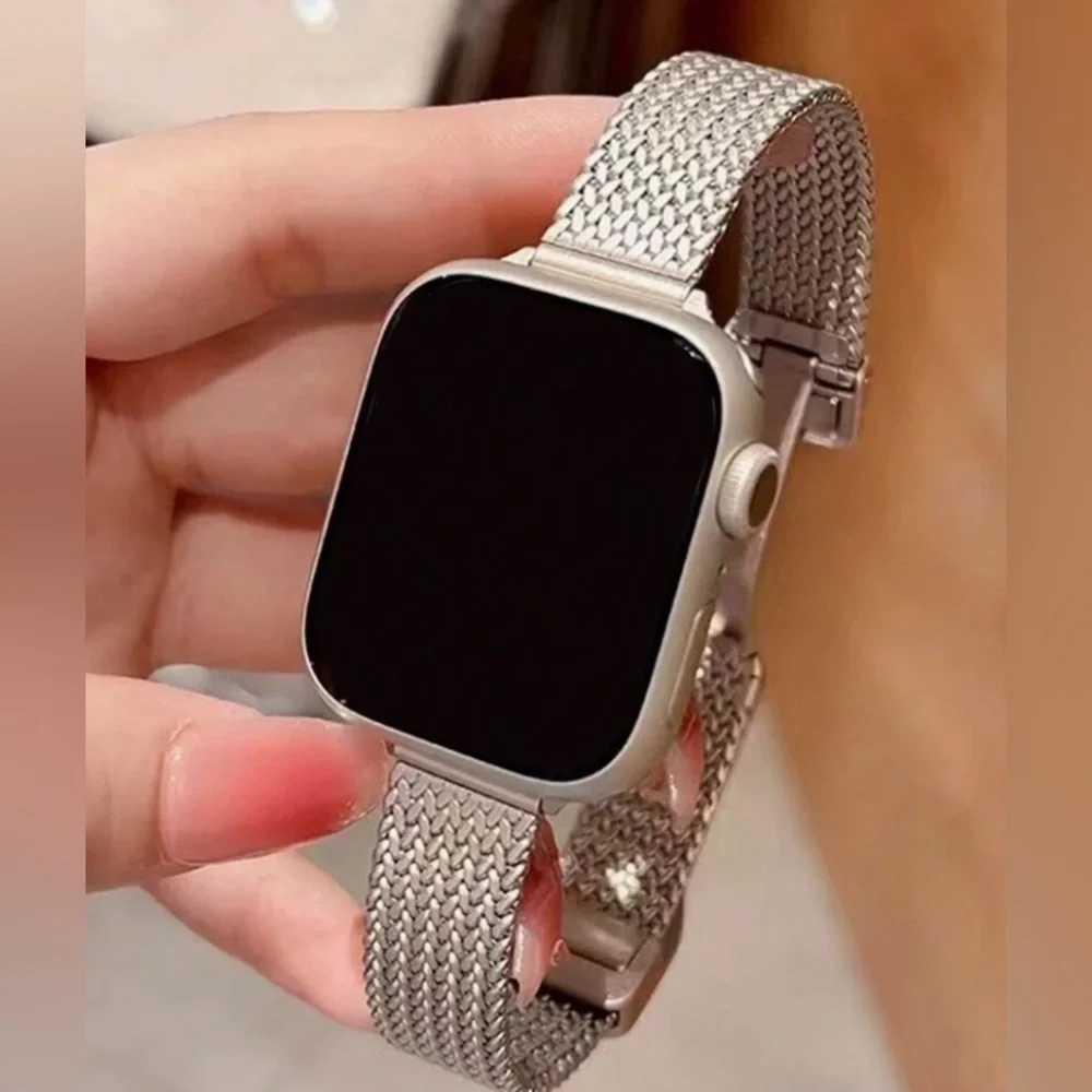 Silver Metal Strap Suitable For 38/40/41mm Smart Watch